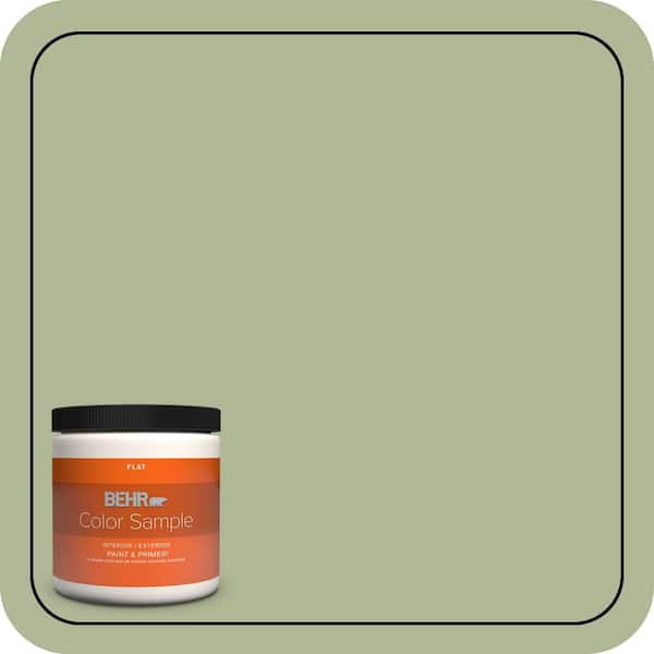 BEHR PREMIUM PLUS 8 oz. #PPU11-08 Moss Print Flat Interior/Exterior Paint & Primer Color Sample