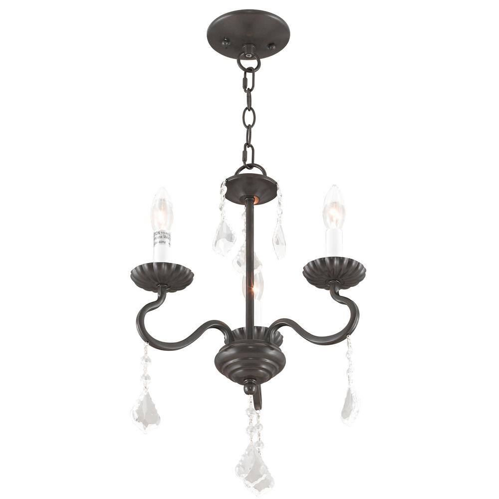Callisto English Bronze Mini Chandelier with Crystal Accents