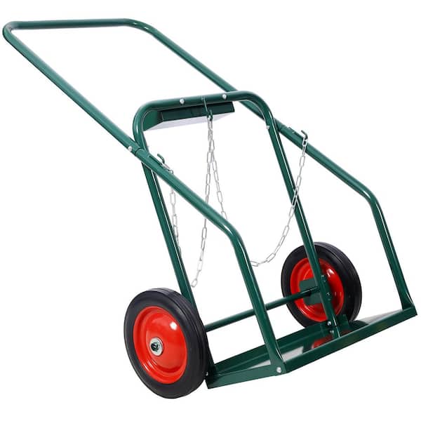 Ami 440 lbs. Capacity Welding Cylinder Dolly With 10 in Solid Rubber Wheels Industrial Use Hand Trucks