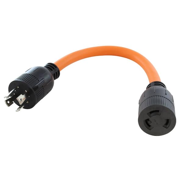 1.5 ft. L14-30P 4-Prong 30 Amp Generator Plug to L6-30R 30 Amp 250-Volt 3-Prong Locking Connector