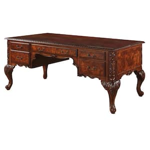 Carnegie 72 in. Traditional Walnut Solid Wood Executive Desk