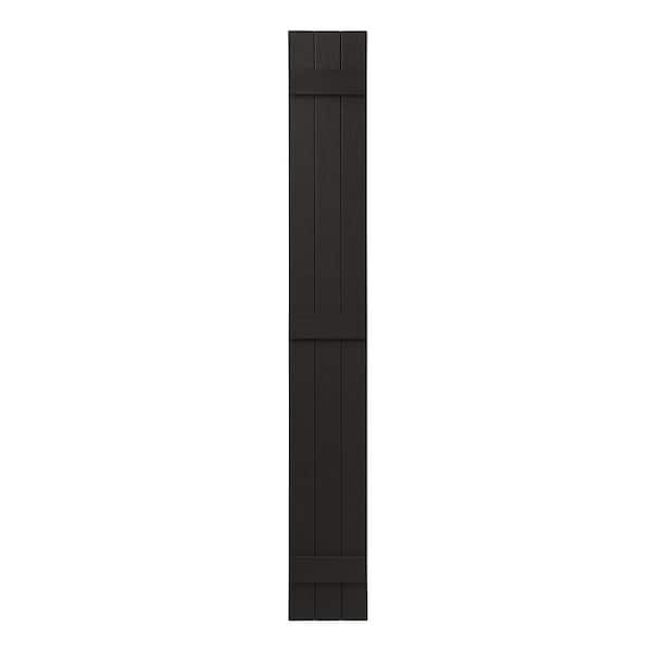 Ply Gem 11 in. x 81 in. Polypropylene Plastic 3-Board Closed Board and Batten Shutters Pair in Peppercorn