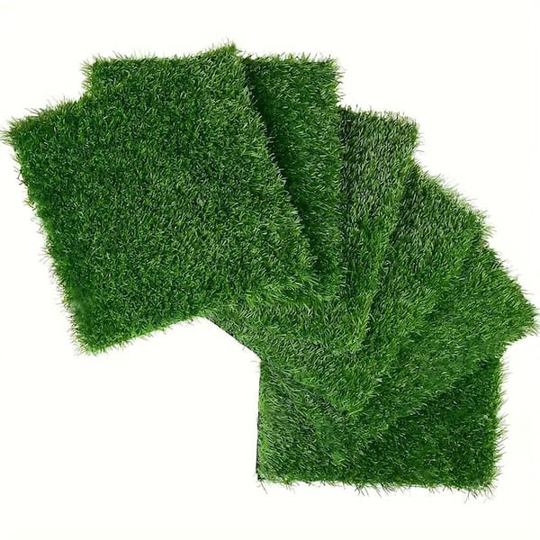 12 in x 12 in Plastic Floor Paver Interlocking Artificial Grass Tiles Self-Draining Fake Turf 0.8in. H in Green (36-Pcs)