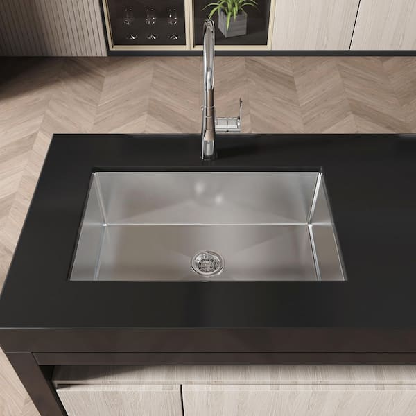 Inoxa 30 in. x 19 in. Undermount Single Bowl 20-Gauge Stainless Steel Kitchen Sink in Brushed Nickel