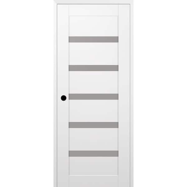 Leora N DIY-Friendly 24 in. x 84 in. Right-Hand 6-Lite Frosted Glass Snow White Composite Single Prehung Interior Door
