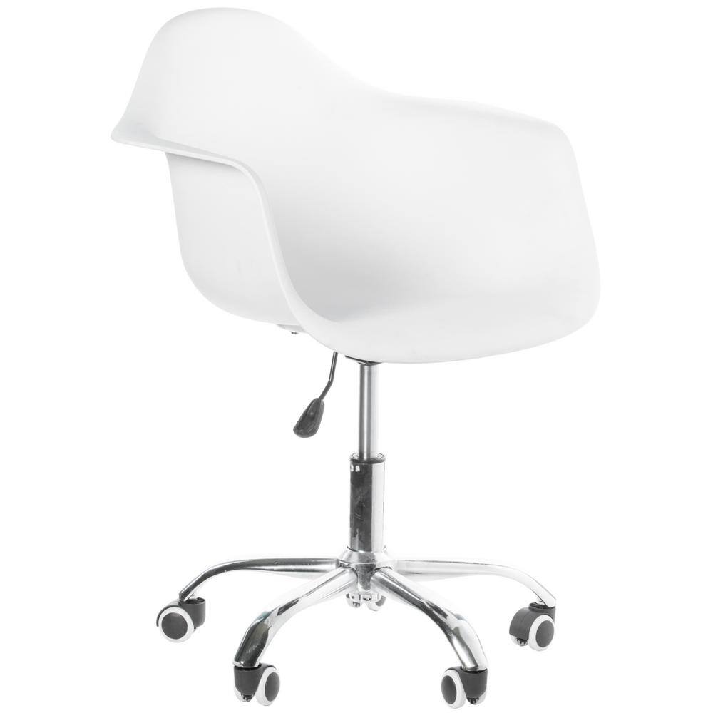 Bold Tones Mid Century Modern Style Swivel Plastic Shell Molded Office Task Chair With Rolling Wheels