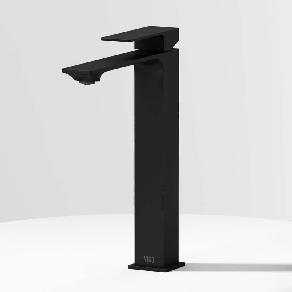 Matte Black Tall Single Handle Vessel Sink Faucet