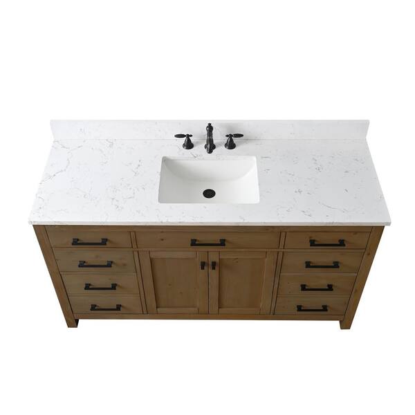 New Jersey 60 in. W x 22 in. D x 34 in. H Freestanding Double Sinks Bath Vanity in White with White Carrara Marble Top