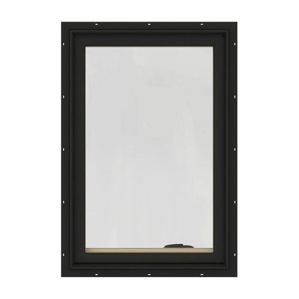JELD-WEN 36.75 in. x 36.75 in. W-2500 Series Bronze Painted Clad Wood Left-Handed Casement Window with BetterVue Mesh Screen