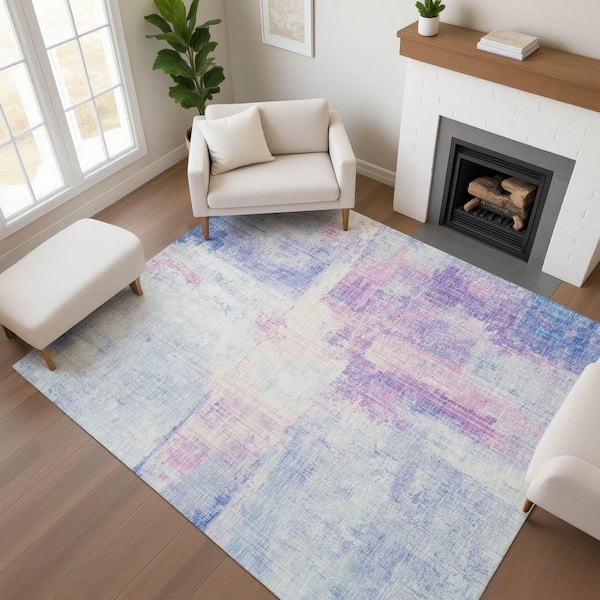 Mayfield Premium Machine Washable Abstract AMF1759 Sky 10 ft. x 14 ft. Area Rug