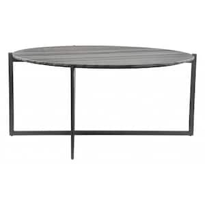 Julia 36.2 in. Gray and Black Round Marble Coffee Table