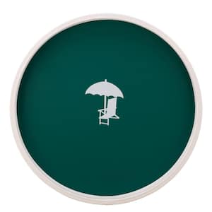 PASTIMES Beach Chair 14 in. W x 1.3 in. H x 14 in. D Round Tropic Green Leatherette Serving Tray