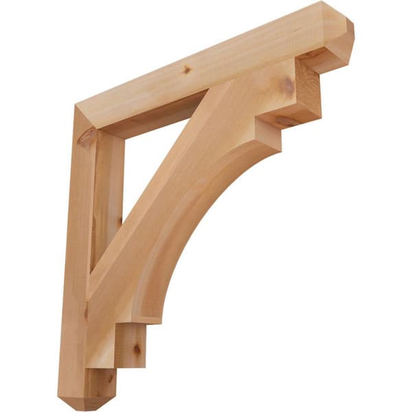 Ekena Millwork 3.5 in. x 32 in. x 32 in. Western Red Cedar Merced Craftsman Smooth Bracket