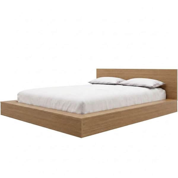 Kanso Brown Oak Frame Queen Size Low Profile Platform Bed