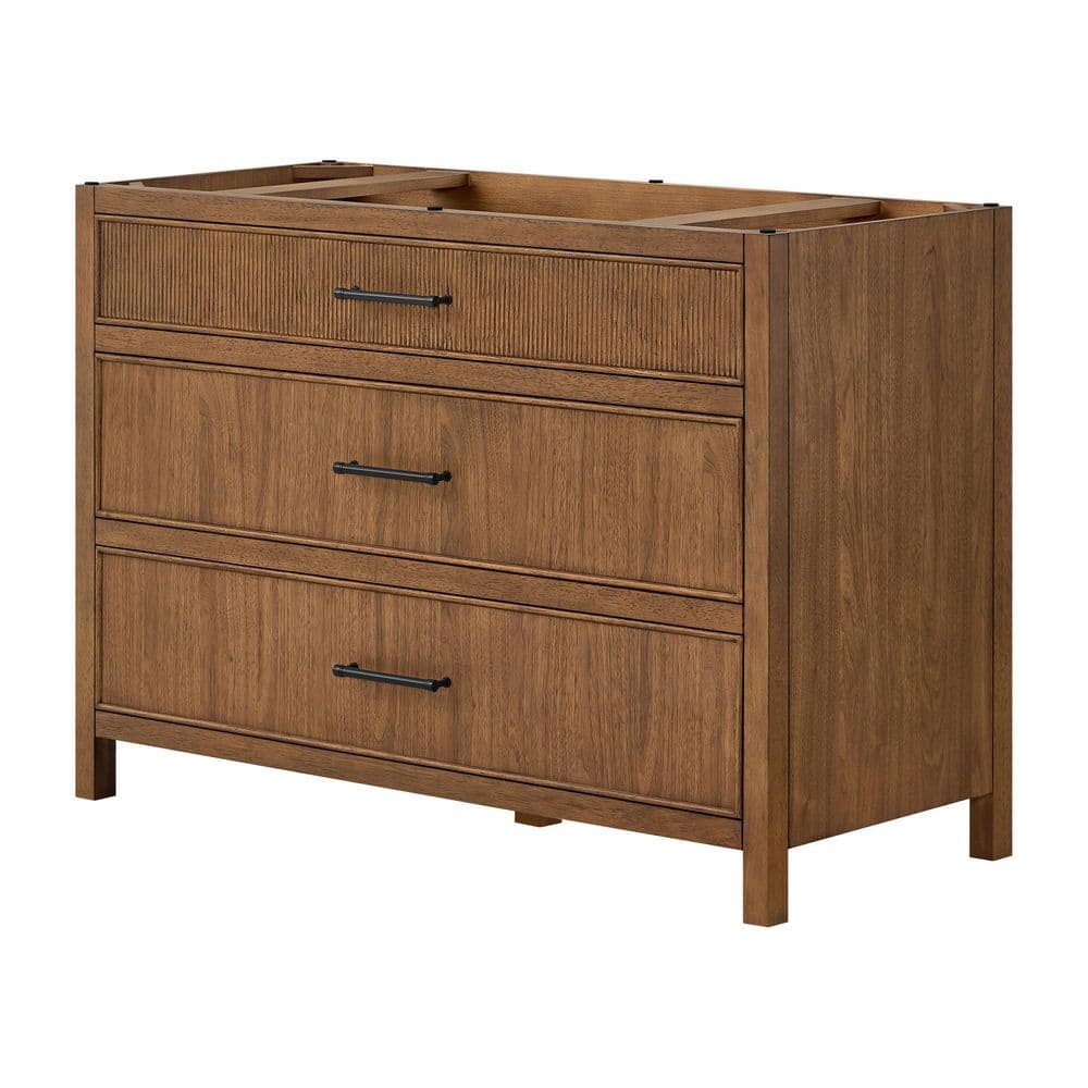 Isola 47 in. Freestanding Bath Vanity Cabinet without Top in Toasted Walnut with Matte Black Trim