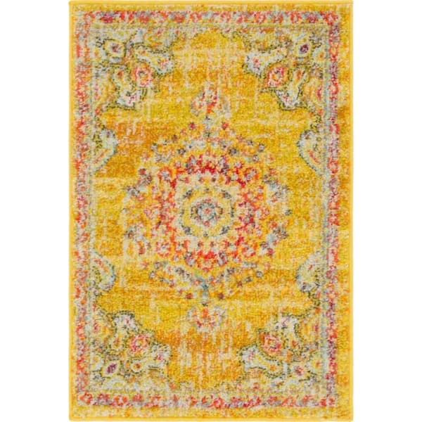 Unique Loom Penrose Alexis Gold 2 ft. 2 in. x 3 ft. Area Rug