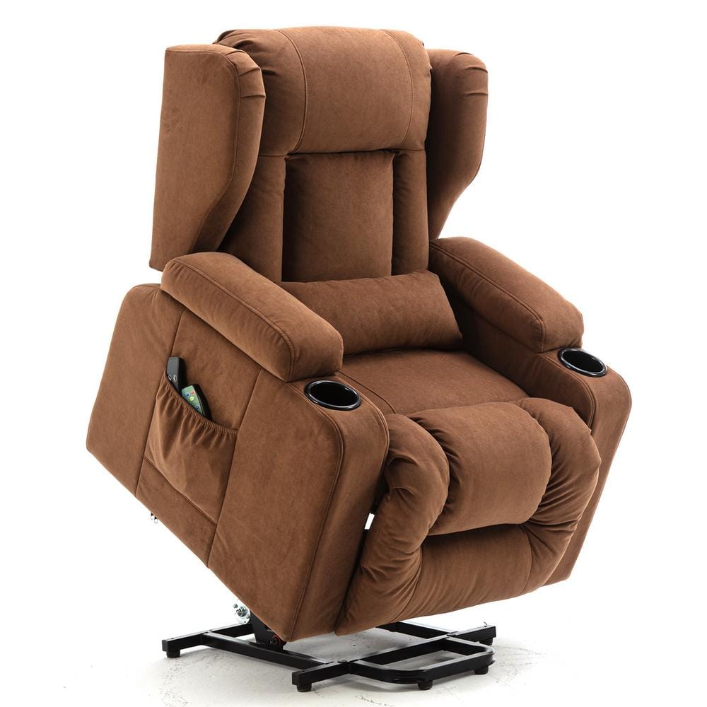 Lucklife Brown Power Lift Recliner Chairs for Elderly with Heated Massage,  Lumbar Pillow HD-H1150-BROWN-KD - The Home Depot