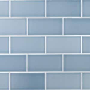 Magnitude Blue 4 in. x 8 in. Polished Ceramic Subway Wall Tile Sample