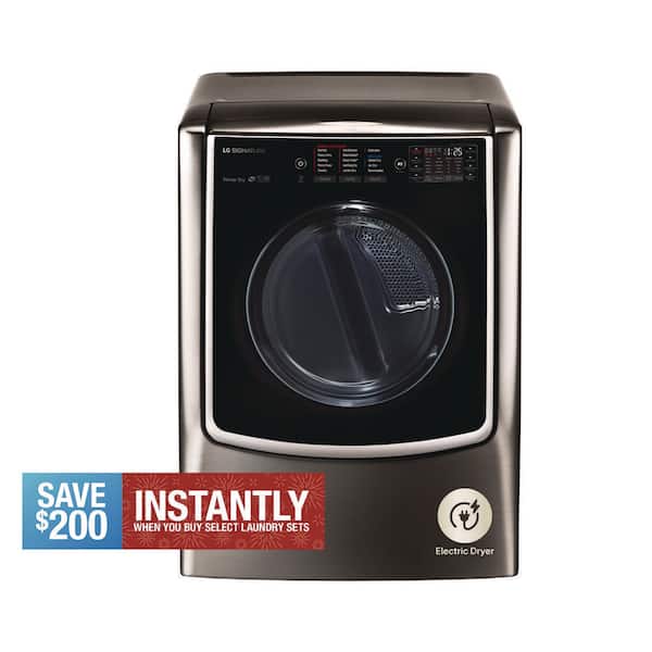 SIGNATURE 9.0 Cu. Ft. Vented SMART Electric Dryer in Black Stainless Steel with Touch Control Panel and TurboSteam