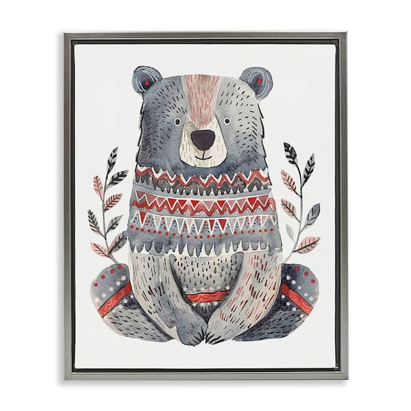Stupell Industries Scandinavian Style Bear by LSR Design Studio Gray Floater Frame Animal Graphic Art Print 21 in. x 17 in.