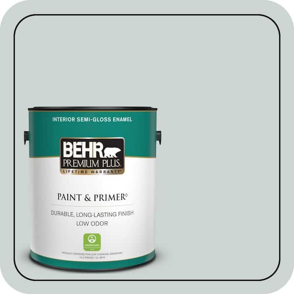 BEHR PREMIUM PLUS 1 gal. #ECC-34-1 Pacific Mist Semi-Gloss Enamel Low Odor Interior Paint & Primer