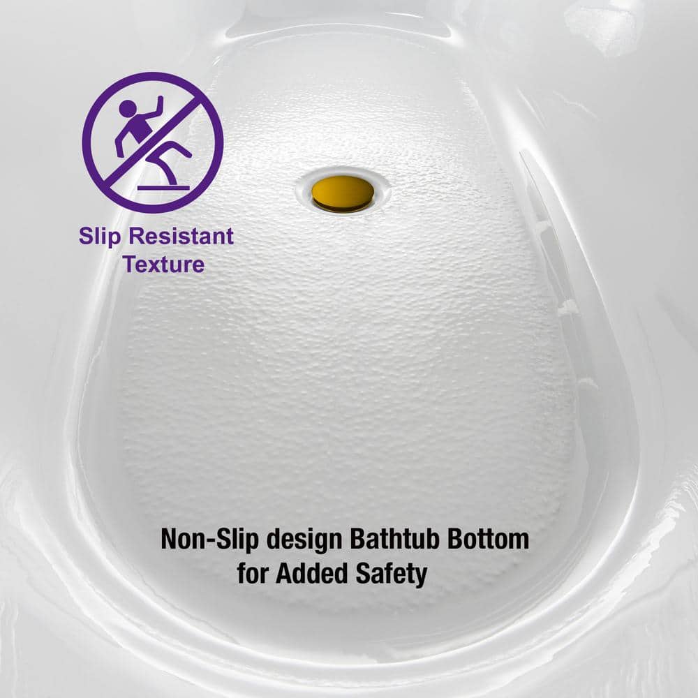 Echo 59'' White Acrylic Freestanding Soaking Bathtub with Brushed Gold Trim