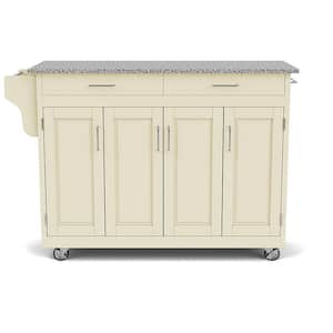 Create-a-Cart White Kitchen Cart with Salt and Pepper Granite Top