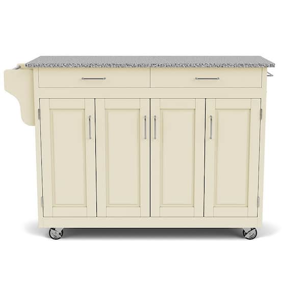 HOMESTYLES Create-a-Cart White Kitchen Cart with Salt and Pepper Granite Top