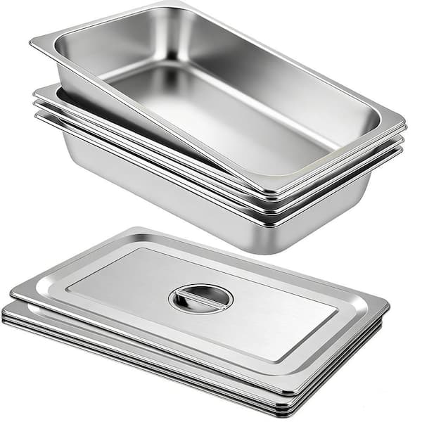 4 Pack Full Size Deep Steam Stainless Steel Table Pots/Pans 20.9 x 12.8 x 3.9 in.