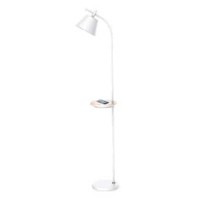 65.7 in White Modern 1 Light Smart Dimmable Standard Floor Lamp for Living Room with White Metal Cone Shade
