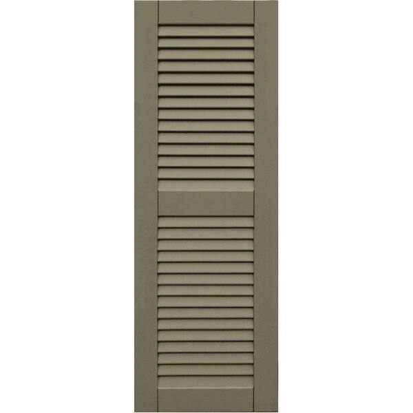 Winworks Wood Composite 15 in. x 43 in. Louvered Shutters Pair #660 Weathered Shingle