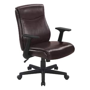 Work Smart Executive Seating Faux Leather Series Mid Back Office Chair In Chocolate