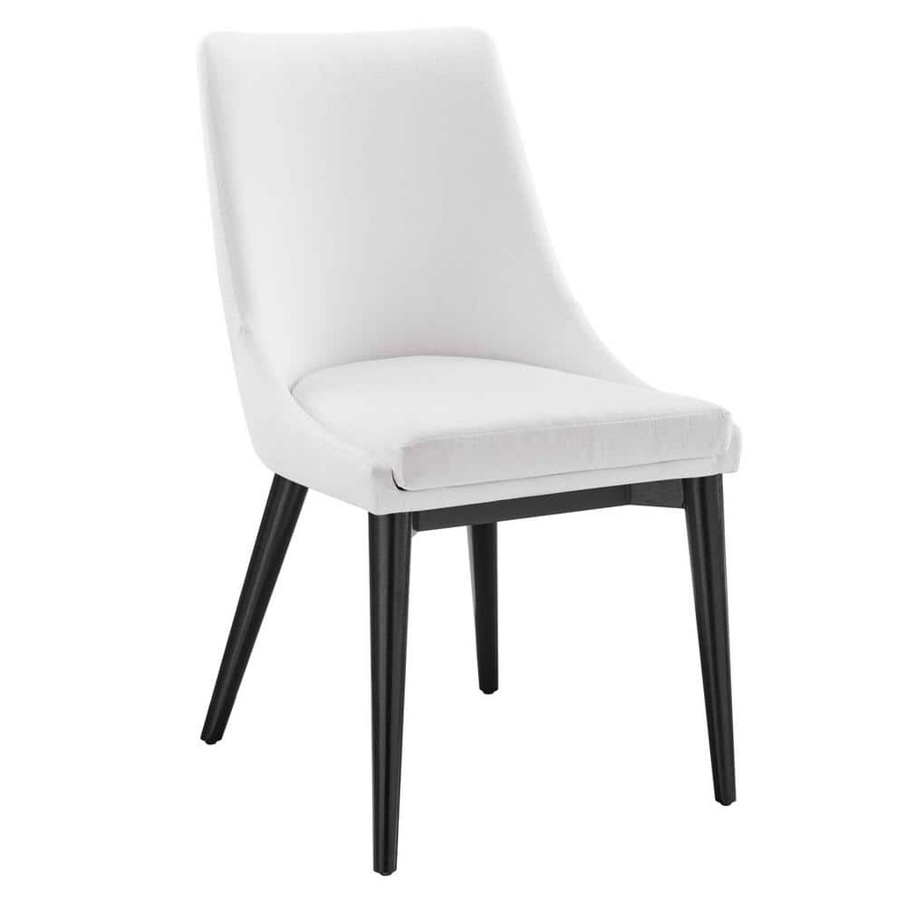 Elevate White High-Back Upholstered Side Chair with Black Wood Legs