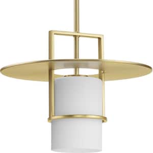 Mystic 100-Watt 1-Light Brushed Bronze Contemporary Pendant with Cylindrical Glass Shade