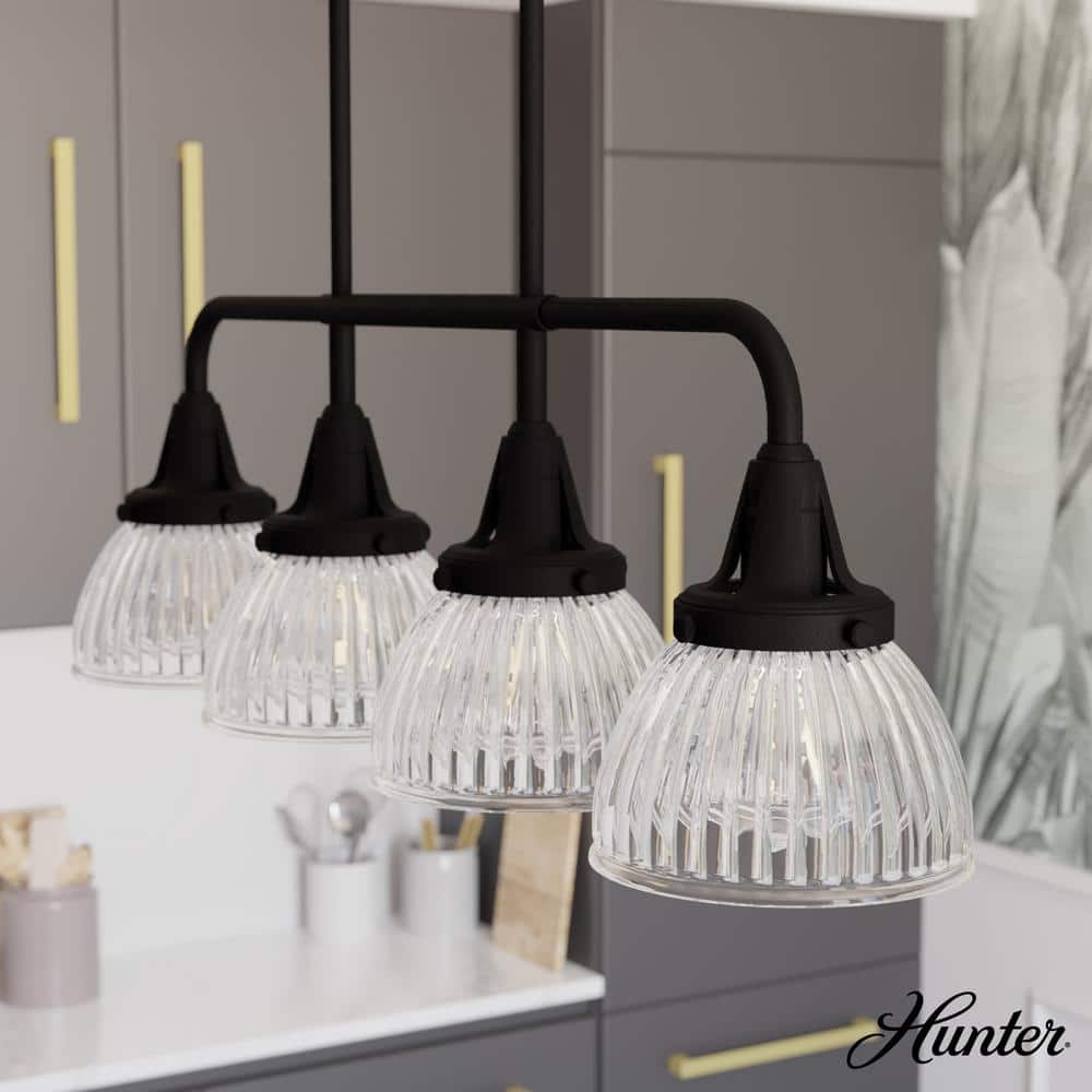 Cypress Grove 4 Light Natural Iron Billiard Chandelier with Clear Holophane Glass Shades Kitchen Light price history on PriceWatchPro