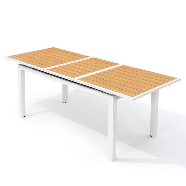 Pellebant Patio Aluminum Brown Outdoor Dining Table with Extension