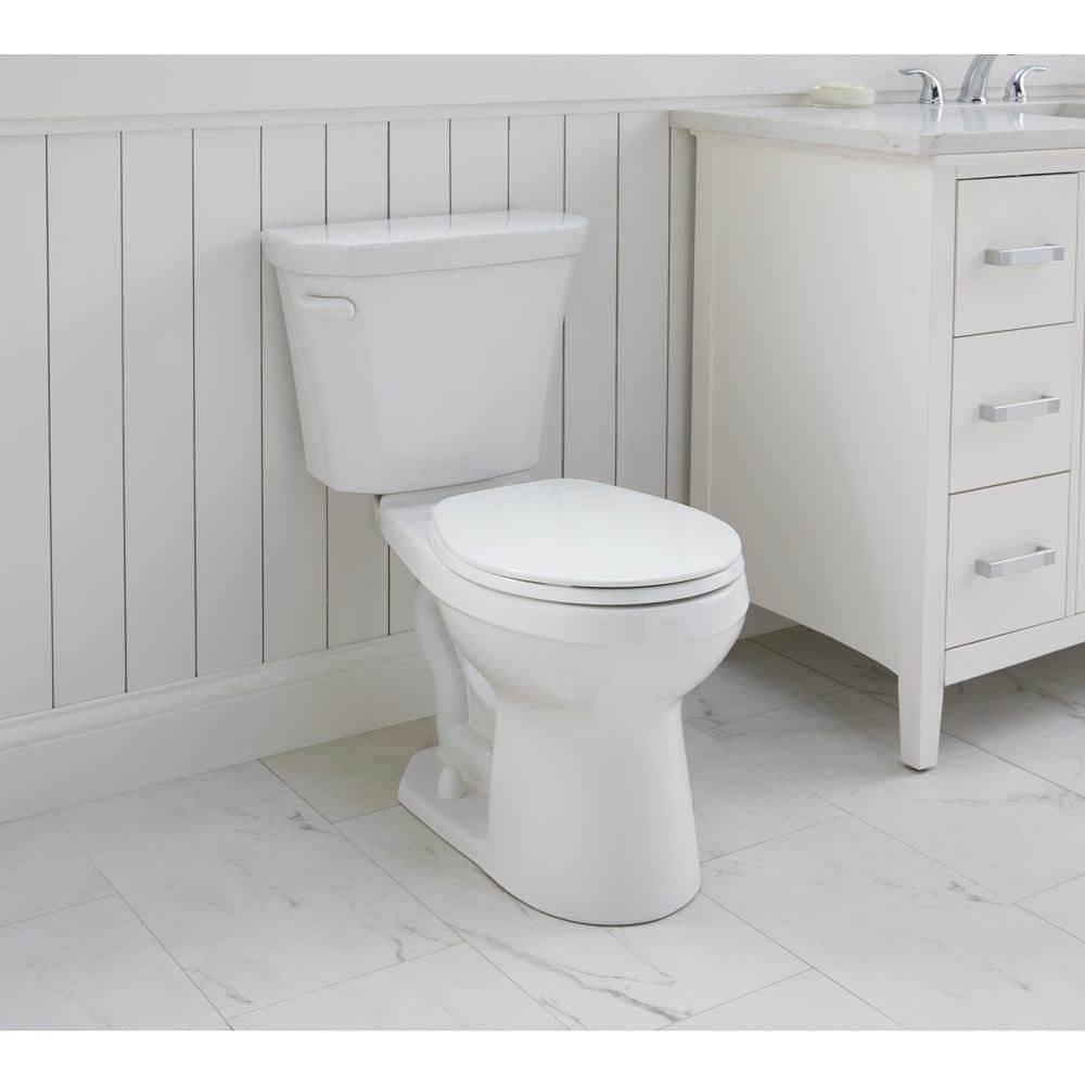 White Vitreous China Round Two-Piece Toilet with Soft Close Seat