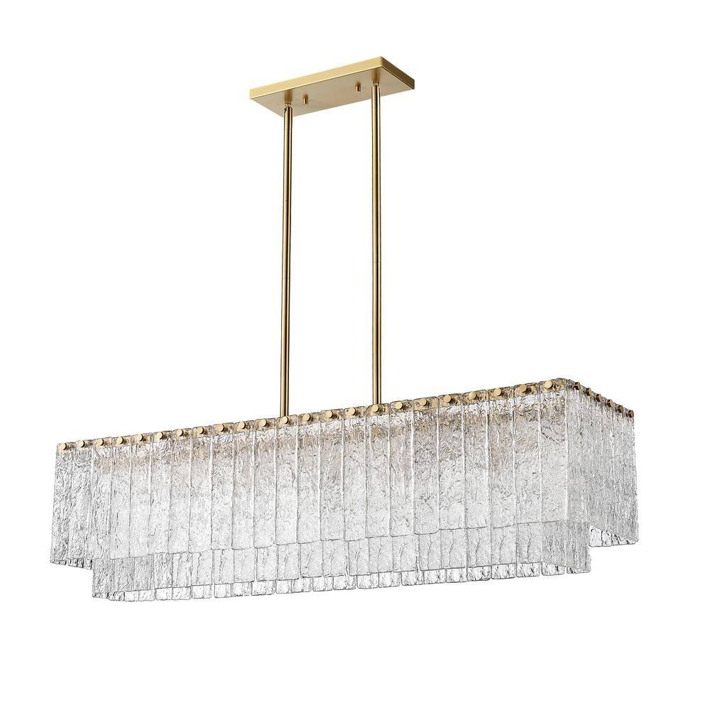 Modern Gold and Glass 5-Light Linear Chandelier