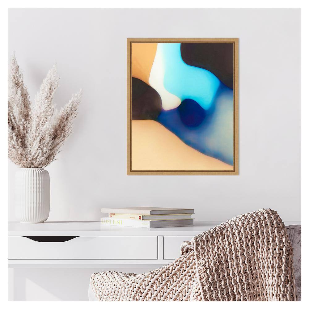 Interlocking Colors VIII Abstract Canvas Art with Maple Frame