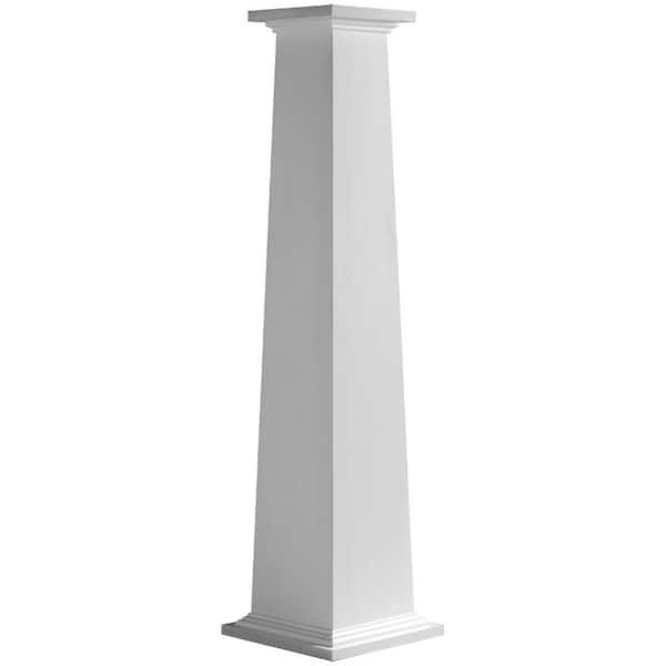 11-5/8 in Bottom Width to 7-5/8 in Top Width x 6 ft. H Square Tapered Smooth PVC Column Wrap Kit Standard Capital & Base