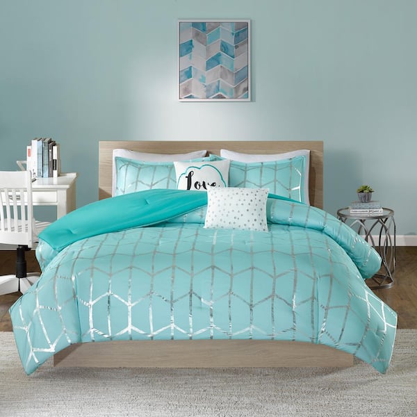 Intelligent Design Khloe 5-Piece Aqua/Silver King Comforter Set