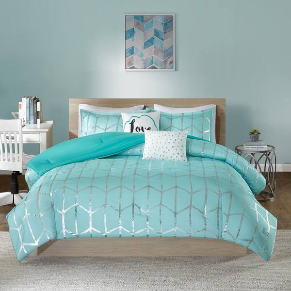 Intelligent Design Khloe 5 Piece Aqua, Full Queen Bed Set