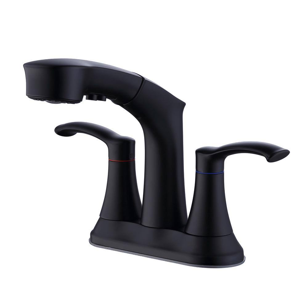 RAINLEX 4 in. Centerset Double Middle Arc Bathroom Faucet with Pull Out