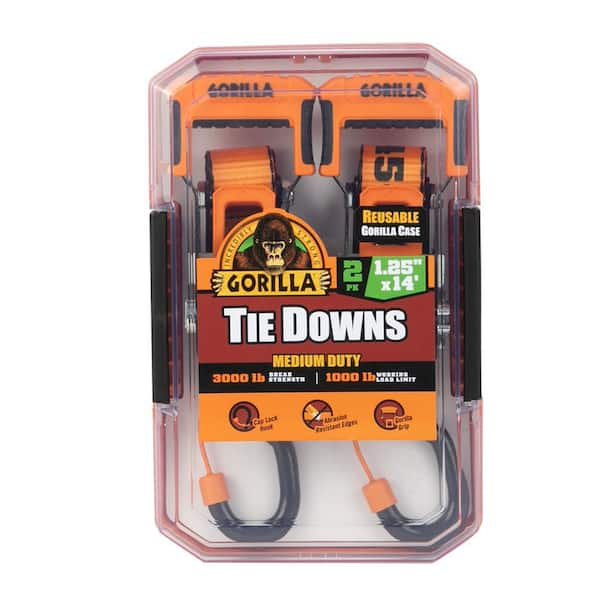 Gorilla 14 ft. x 1.25 in. Medium Duty Tie Down Ratchet Strap (2-Pack)