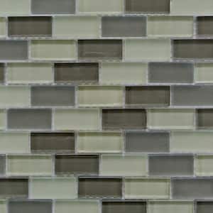 Free Flow Lividity Cream & Gray Brick Mosaic 1 in. x 2 in. Glass Mosaic Wall and Pool Tile (10.56 sq. ft./Case)
