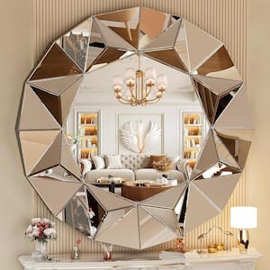 40 in. W x 40 in. H Round Frameless Wall Decor Mirror, Beveled Edge Frameless Wall Mount Round Mirror