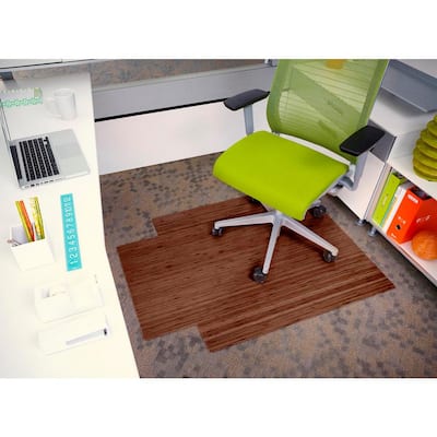 Walnut 36 in. x 48 in. Bamboo Roll-Up Chair Mat with Lip