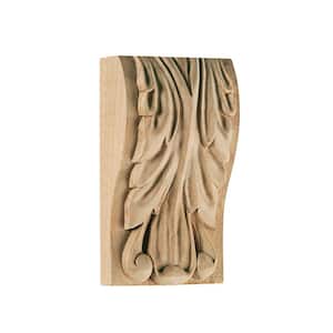 Acanthus Corbel Block - Mini, 4.25 in. x 2.5 in. x 1.25 in. - Hand Carved Unfinished Alder Wood - Elegant Home Accent