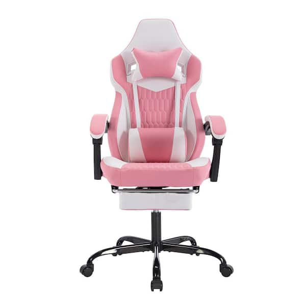 Unbranded High Back Gaming Chairs PVC Leather Ergonomic Office Chair with Adjustable Headrest Lumbar Support in Pink