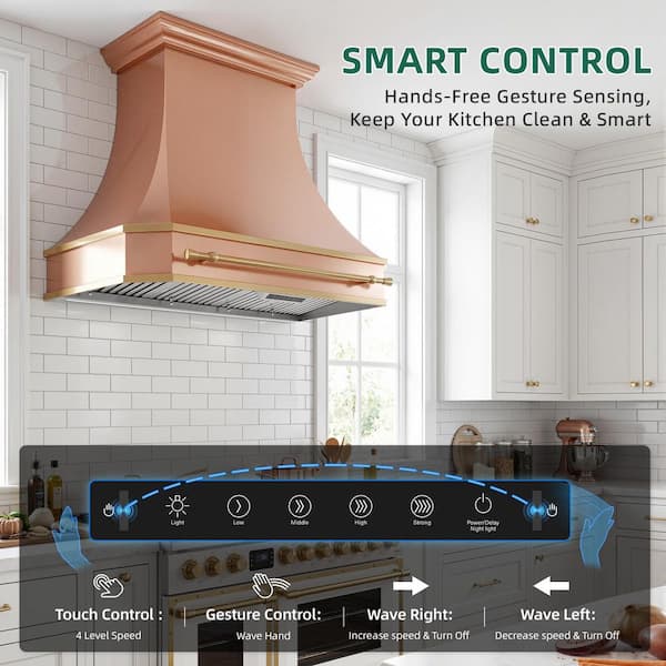 48 in. 1200 CFM Ducted Range Hood Insert in Stainless Steel with Gesture Control